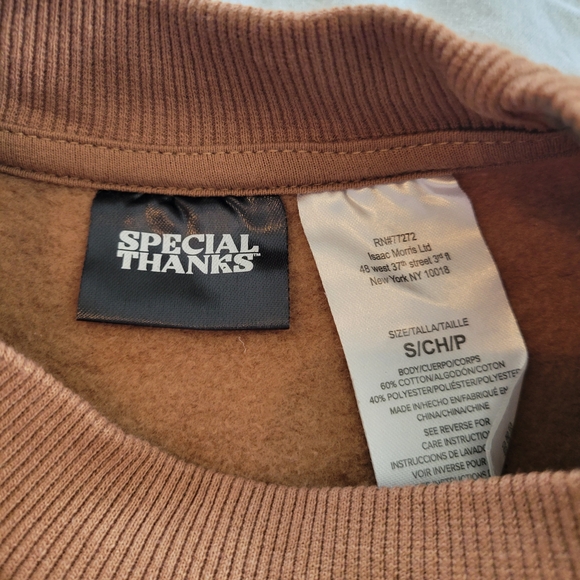 Special Thanks - Women's Howdy Cow Graphic Sweatshirt - Tan Size Small - Picture 5 of 5